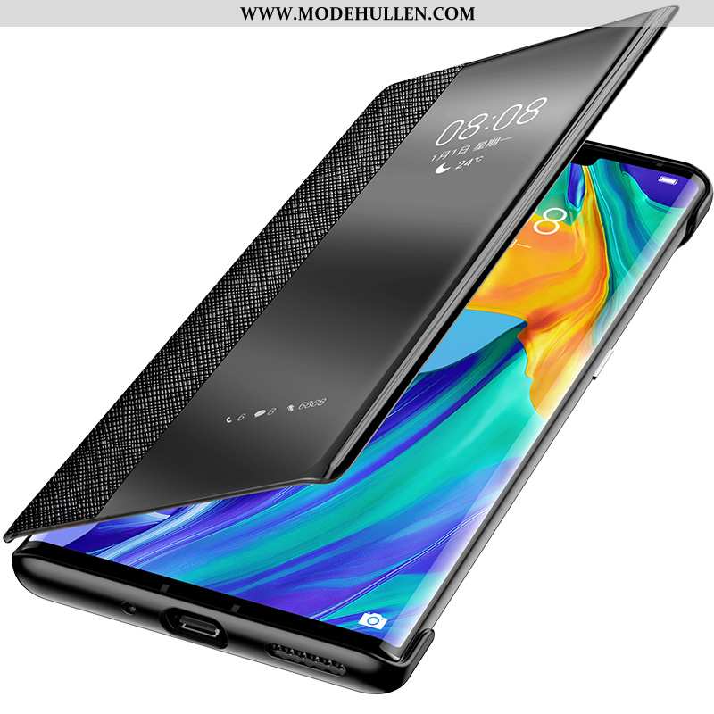 Hülle Huawei Mate 20 Rs Schutz Lederhülle Dünne Echt Leder Case Super Persönlichkeit Schwarz