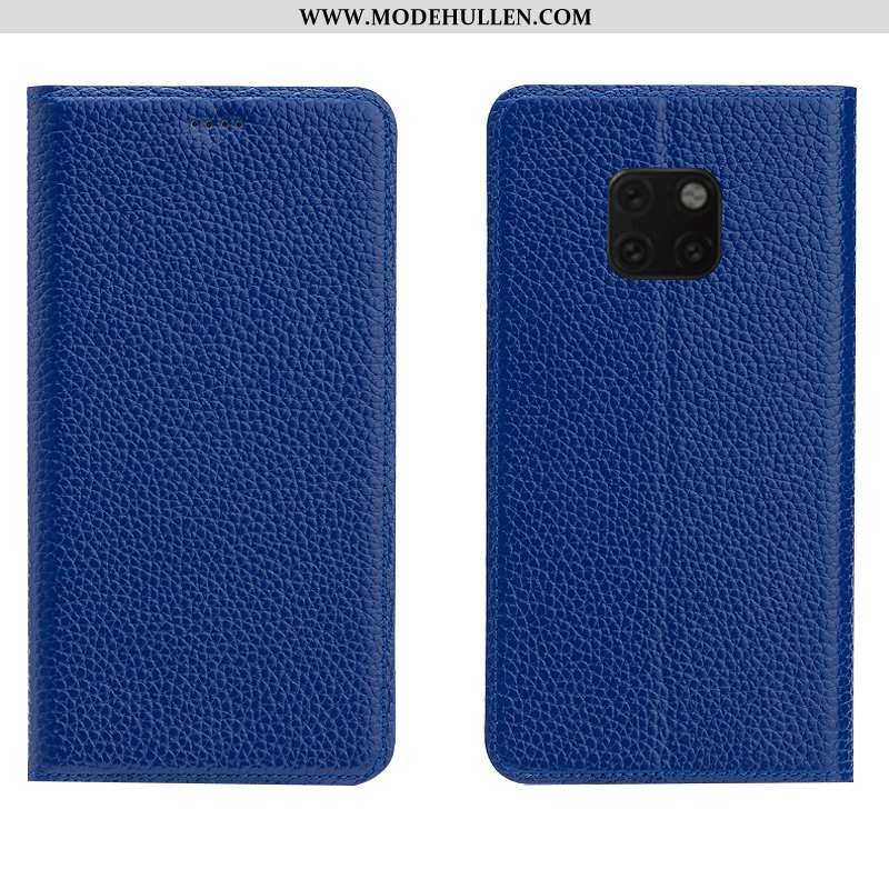 Hülle Huawei Mate 20 Rs Schutz Lederhülle Echt Leder Anti-sturz Blau Case Muster