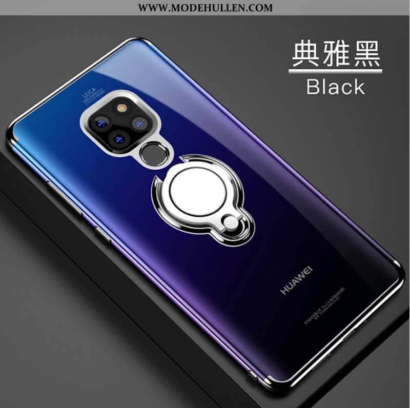 Hülle Huawei Mate 20 Schutz Transparent Schwarz Halterung Silikon Ring Weiche