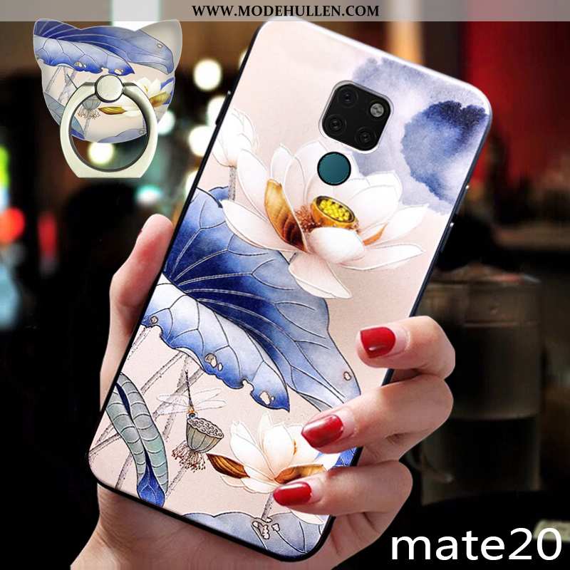 Hülle Huawei Mate 20 Trend Weiche Schutz Chinesische Art Anti-sturz Silikon Dunkelblau