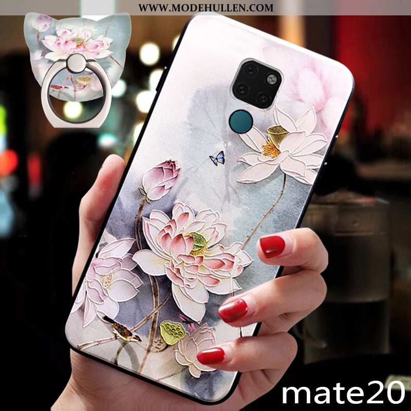 Hülle Huawei Mate 20 Trend Weiche Schutz Chinesische Art Anti-sturz Silikon Dunkelblau