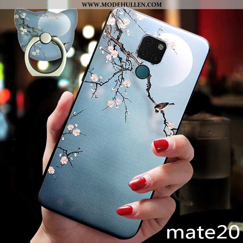 Hülle Huawei Mate 20 Trend Weiche Schutz Chinesische Art Anti-sturz Silikon Dunkelblau