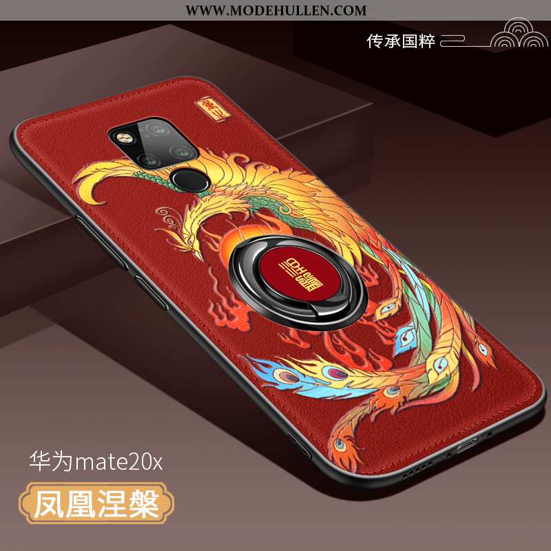 Hülle Huawei Mate 20 X Super Dünne Handy Chinesische Art Silikon Anti-sturz Rote