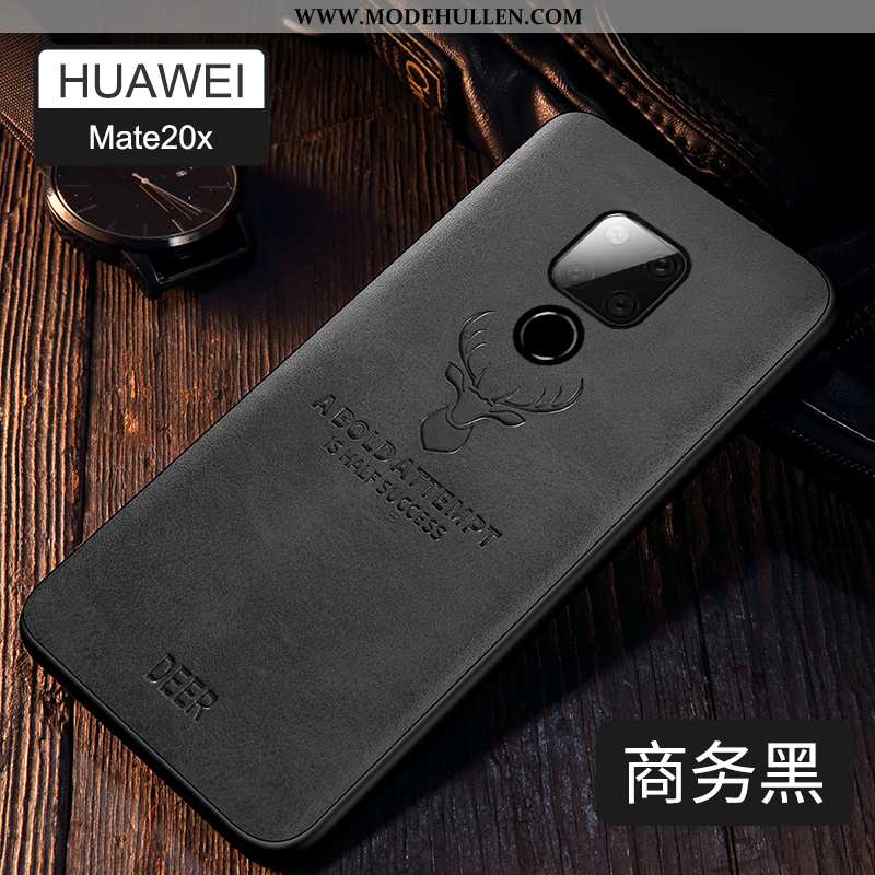 Hülle Huawei Mate 20 X Trend Super Leder Silikon Muster Schutz Anti-sturz Schwarz