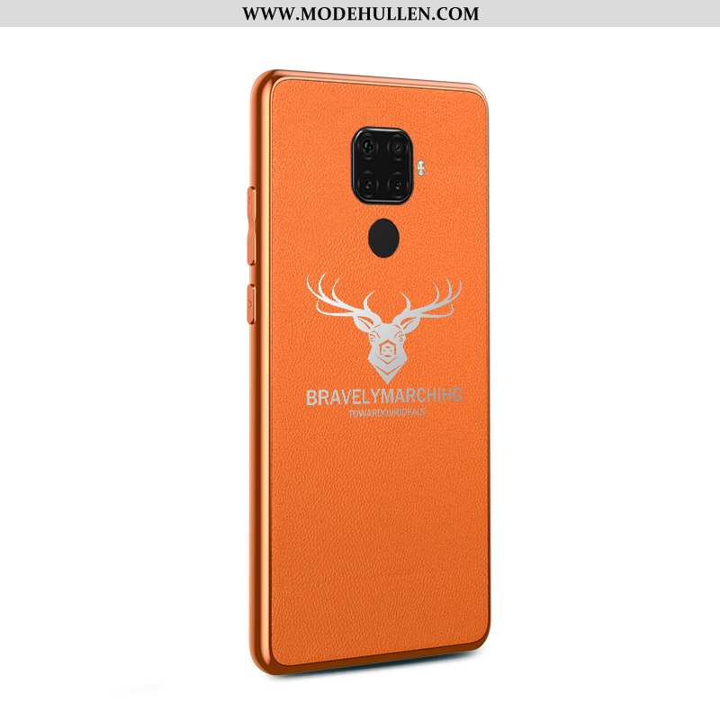 Hülle Huawei Mate 30 Lite Mode Leder Muster Case Business Orange