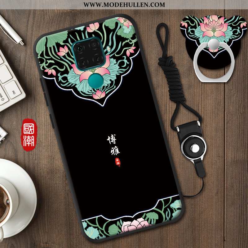 Hülle Huawei Mate 30 Lite Persönlichkeit Weiche Schwarz Case Handy Hängende Verzierungen