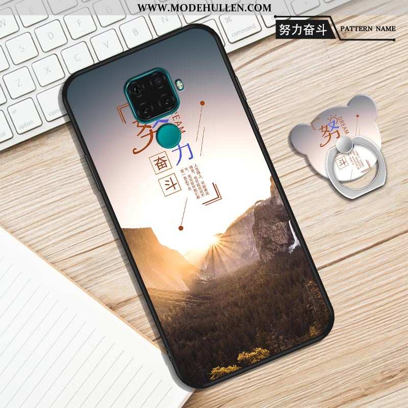 Hülle Huawei Mate 30 Lite Silikon Schutz Einfach Nubuck Einfassung Case Karikatur Lila