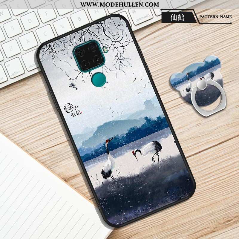 Hülle Huawei Mate 30 Lite Silikon Schutz Einfach Nubuck Einfassung Case Karikatur Lila