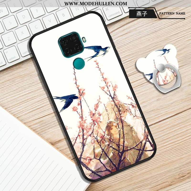 Hülle Huawei Mate 30 Lite Silikon Schutz Einfach Nubuck Einfassung Case Karikatur Lila