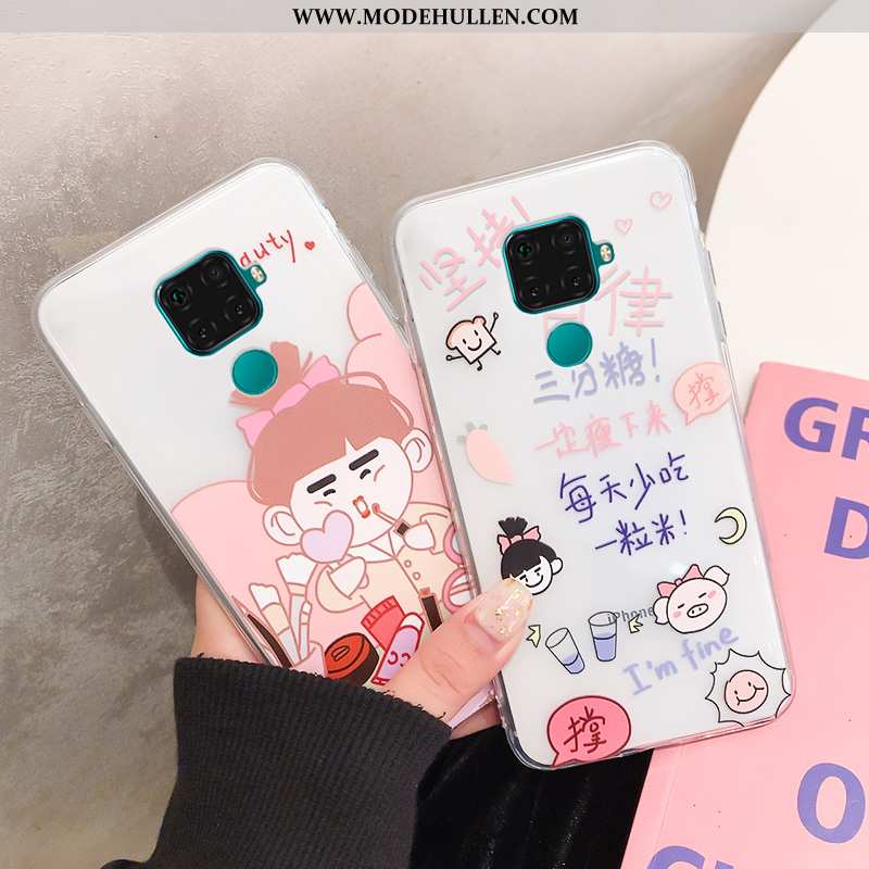 Hülle Huawei Mate 30 Lite Transparent Karikatur Case Nette Handy Weiß Weiche Weiße