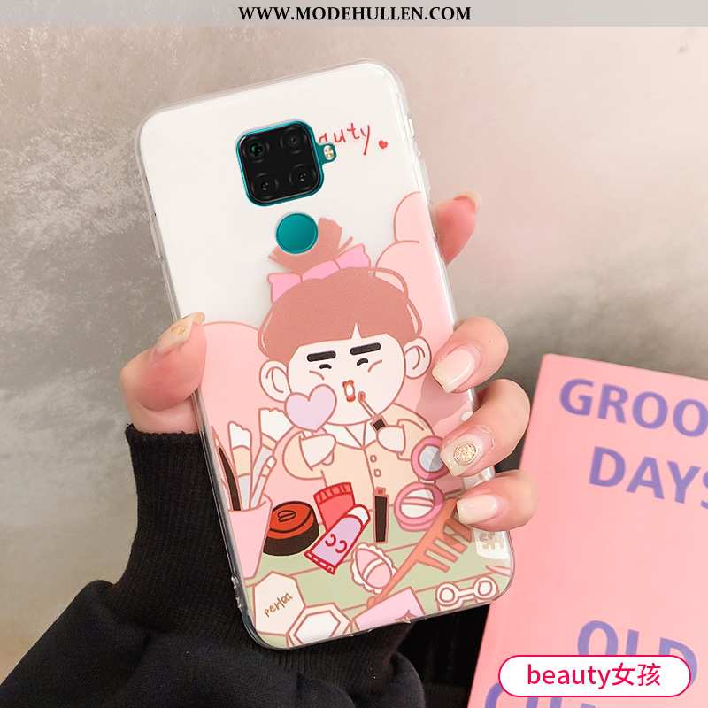 Hülle Huawei Mate 30 Lite Transparent Karikatur Case Nette Handy Weiß Weiche Weiße