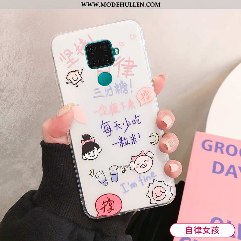 Hülle Huawei Mate 30 Lite Transparent Karikatur Case Nette Handy Weiß Weiche Weiße