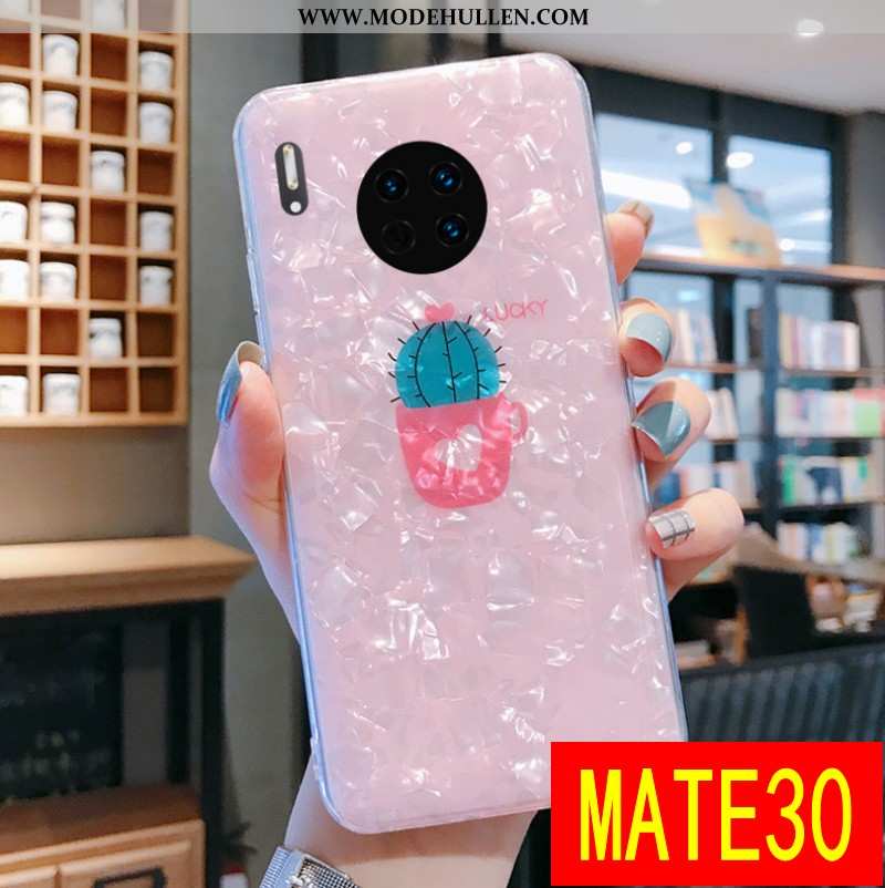 Hülle Huawei Mate 30 Persönlichkeit Kreativ Handy Transparent Rosa Silikon Weiche