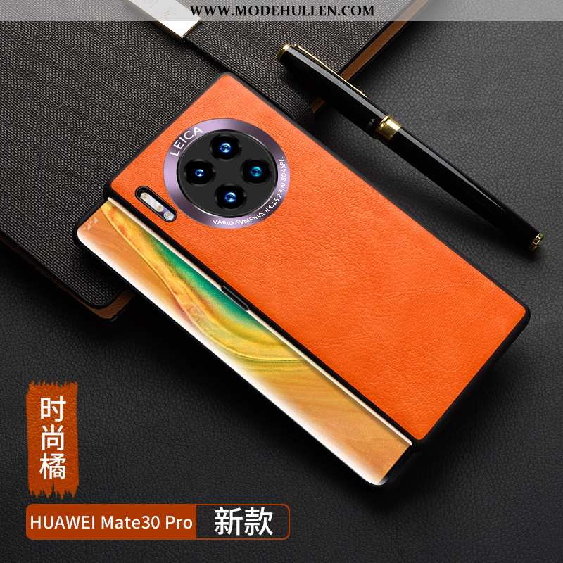 Hülle Huawei Mate 30 Pro Leder Silikon High-end Persönlichkeit Anti-sturz Netto Rot Orange