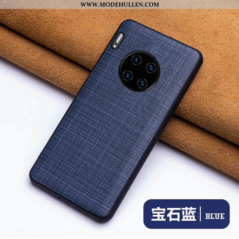 Hülle Huawei Mate 30 Pro Leder Trend Weiche Echt Leder Blau Super