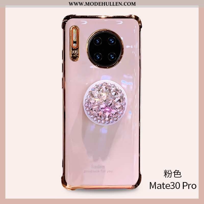 Hülle Huawei Mate 30 Pro Silikon Strass Weiche High-end Halterung Ballon Handy Rosa