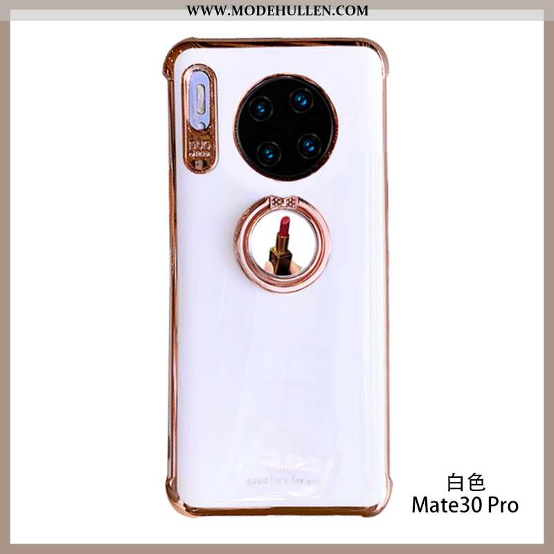 Hülle Huawei Mate 30 Pro Silikon Weiche Handy Anti-sturz Ring Kosmetik Herz Rosa