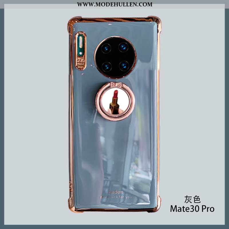 Hülle Huawei Mate 30 Pro Silikon Weiche Handy Anti-sturz Ring Kosmetik Herz Rosa