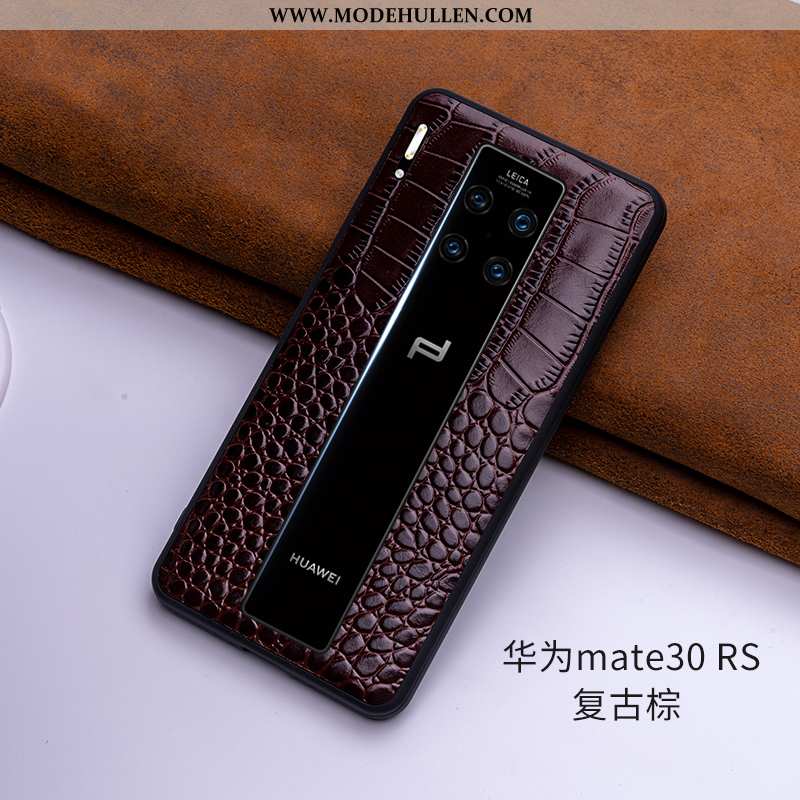 Hülle Huawei Mate 30 Rs Weiche Dünne Echt Leder Handy Einfach Top Leder Leder Burgund