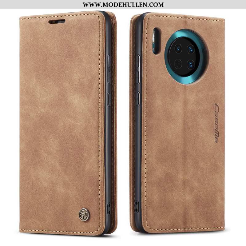 Hülle Huawei Mate 30 Schutz Echt Leder Folio Leder Case High-end Handy Braun