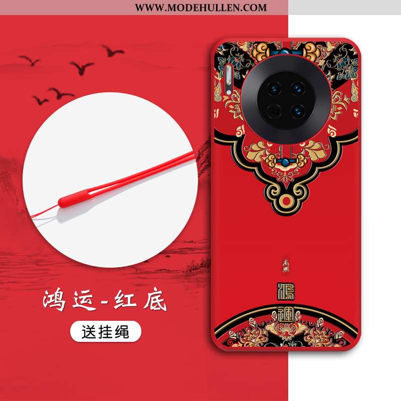 Hülle Huawei Mate 30 Schutz Prägung Wind Weiche Chinesische Art Handy Rote