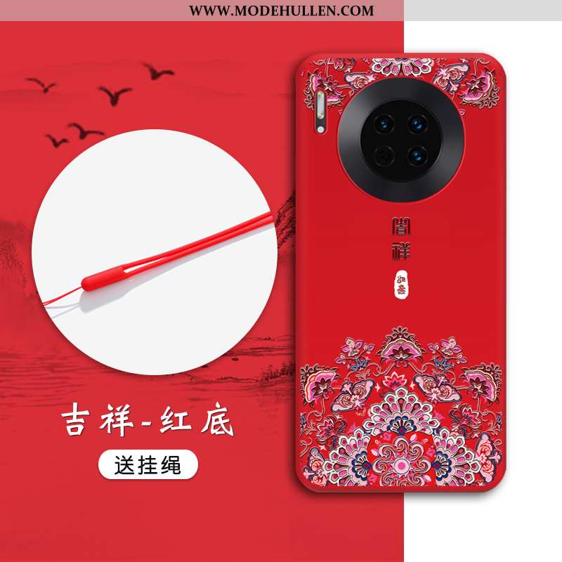 Hülle Huawei Mate 30 Schutz Prägung Wind Weiche Chinesische Art Handy Rote