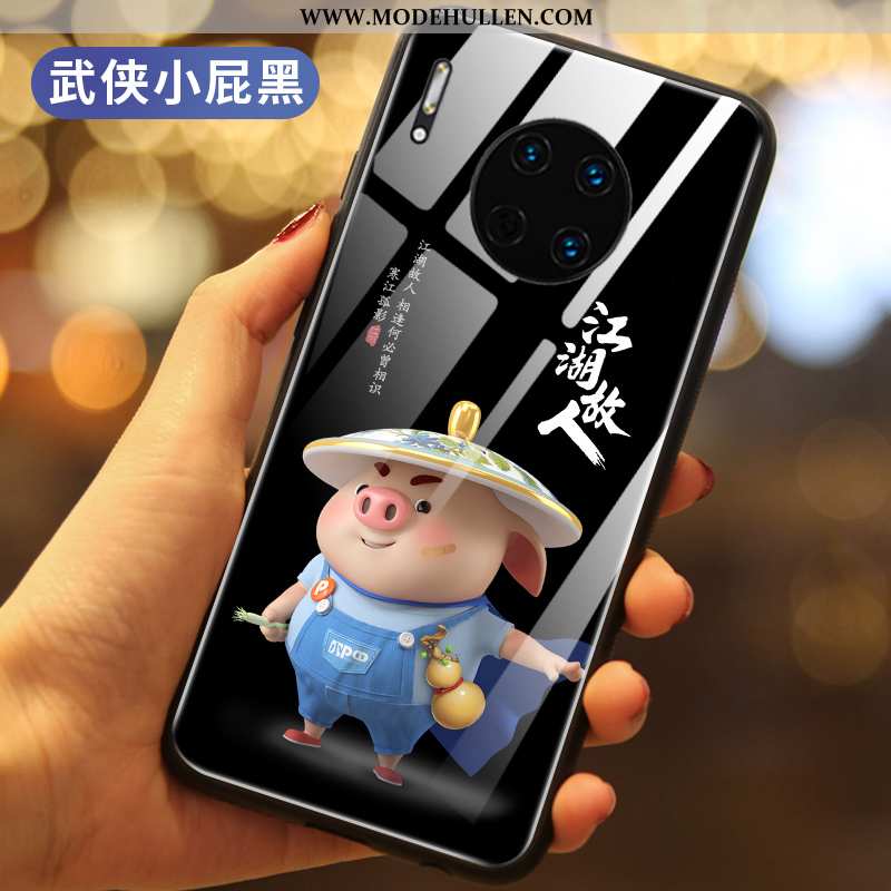 Hülle Huawei Mate 30 Super Dünne Mini Karikatur Case Schutz Anti-sturz Schwarz