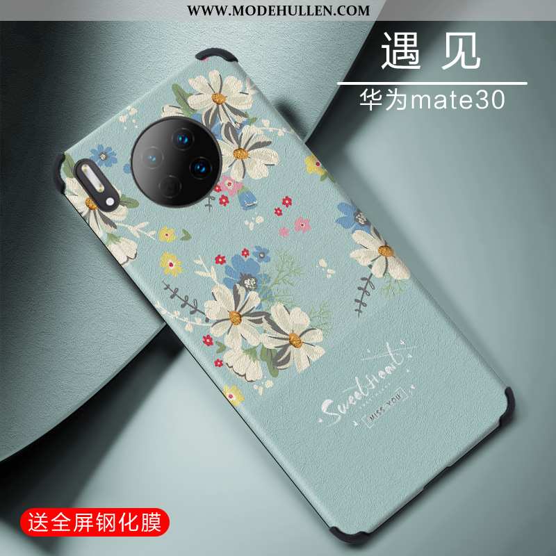 Hülle Huawei Mate 30 Weiche Dünne Seide Blau Case Einfach Leichtgewicht