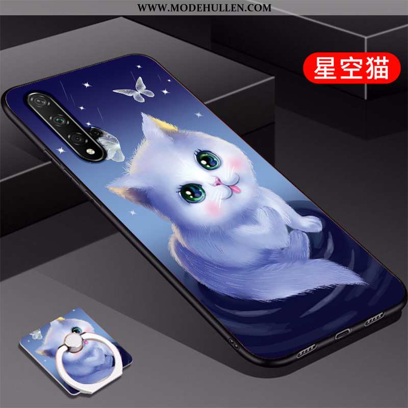 Hülle Huawei Nova 5t Kreativ Trend Silikon Handy Schutz Mode Persönlichkeit Blau