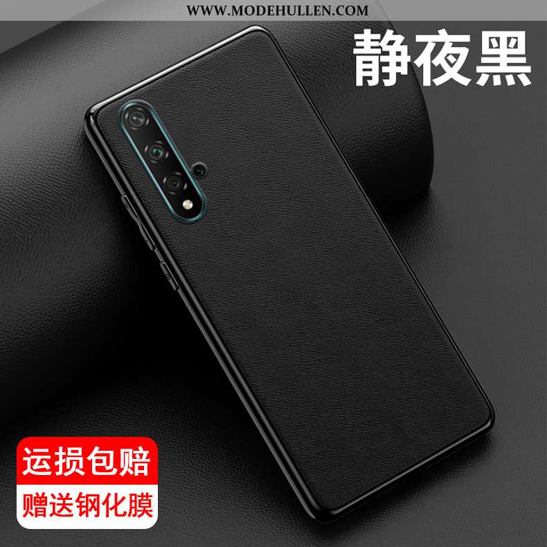 Hülle Huawei Nova 5t Leder Muster Case Schutz Überzug Orange