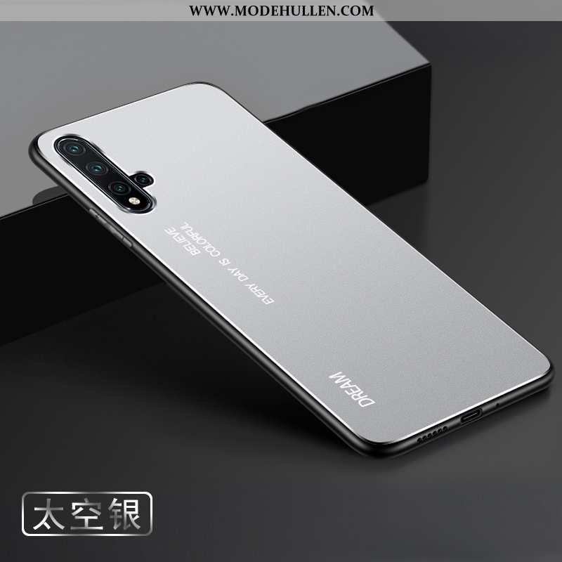 Hülle Huawei Nova 5t Metall Nubuck Silber Handy Case