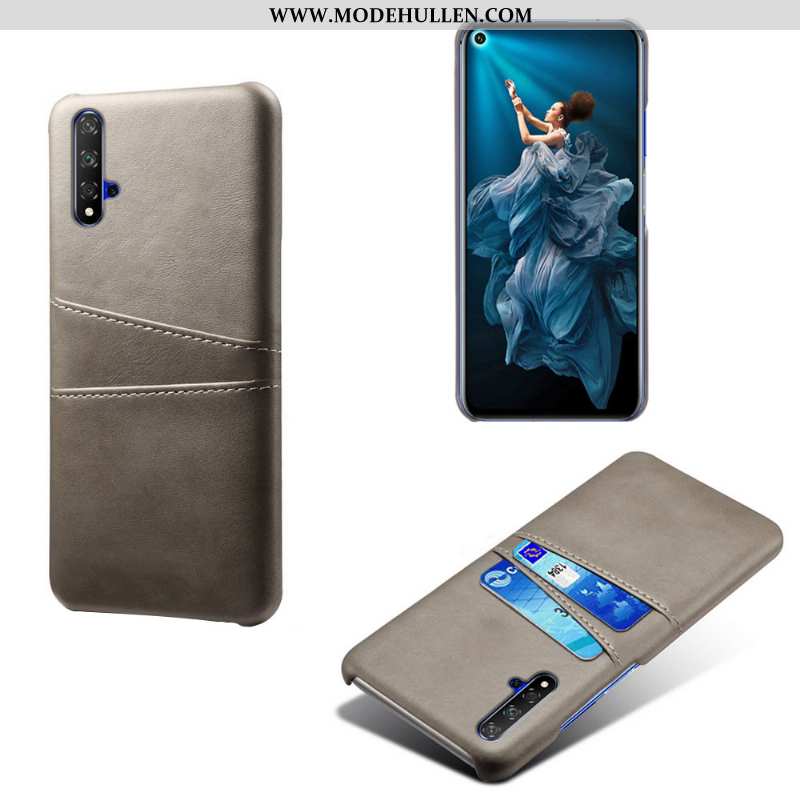 Hülle Huawei Nova 5t Schutz Leder Qualität Handy Grün Karte Case