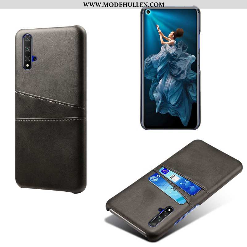 Hülle Huawei Nova 5t Schutz Leder Qualität Handy Grün Karte Case