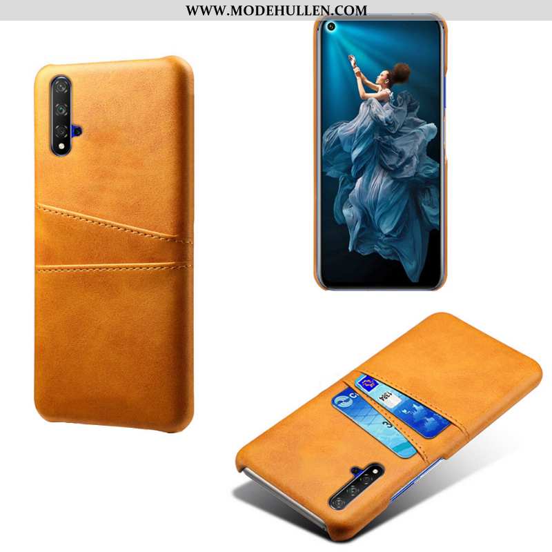 Hülle Huawei Nova 5t Schutz Leder Qualität Handy Grün Karte Case