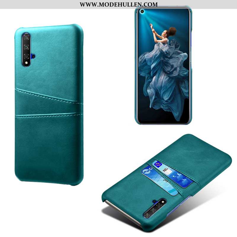 Hülle Huawei Nova 5t Schutz Leder Qualität Handy Grün Karte Case