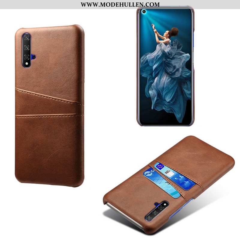 Hülle Huawei Nova 5t Schutz Leder Qualität Handy Grün Karte Case