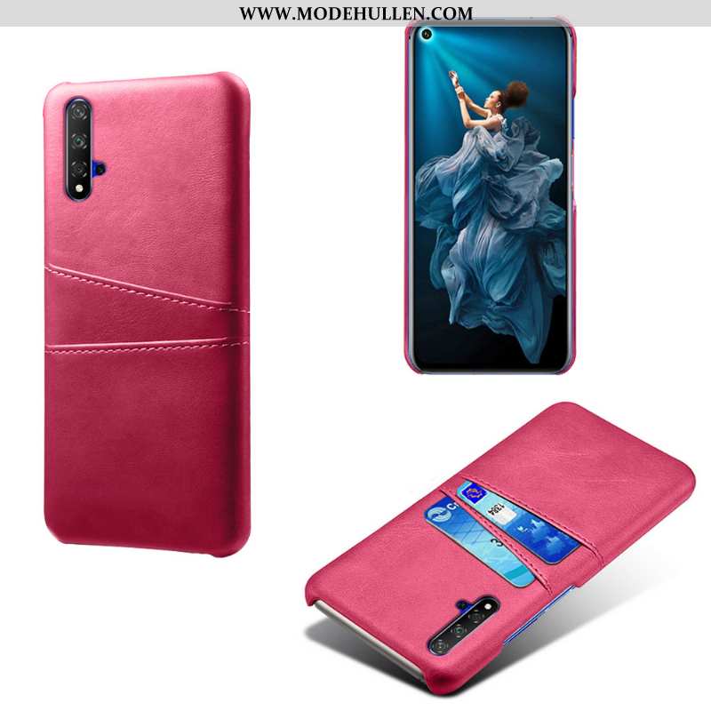 Hülle Huawei Nova 5t Schutz Leder Qualität Handy Grün Karte Case