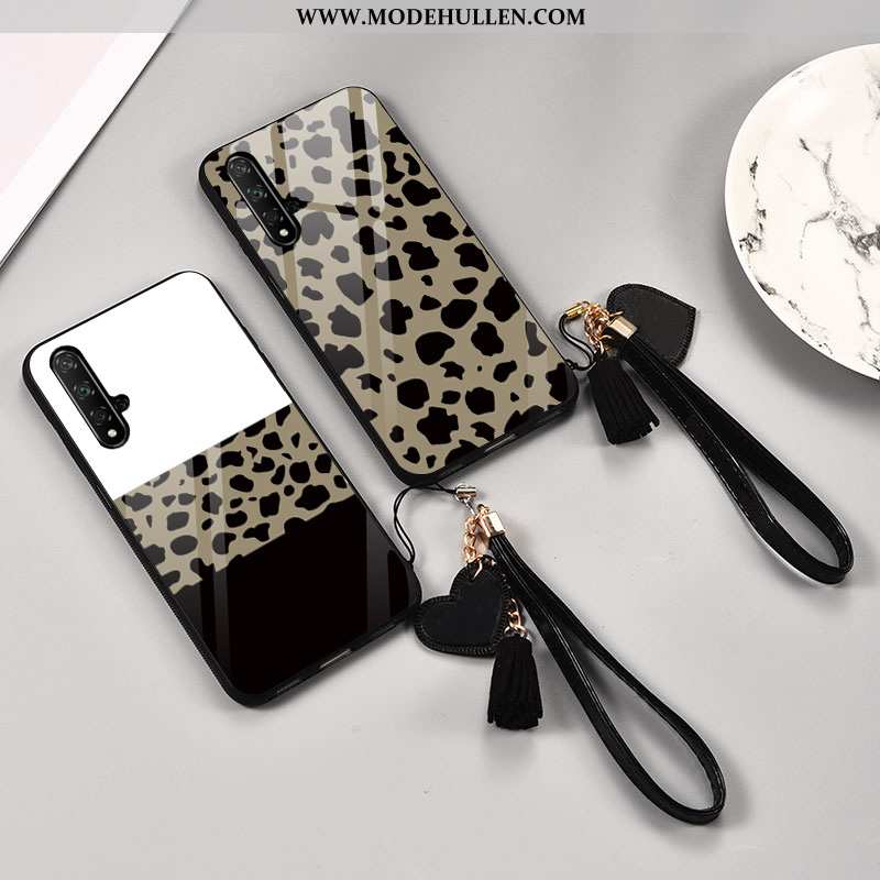 Hülle Huawei Nova 5t Trend Glas Muster Handy Mode Weiß Leopard Weiße