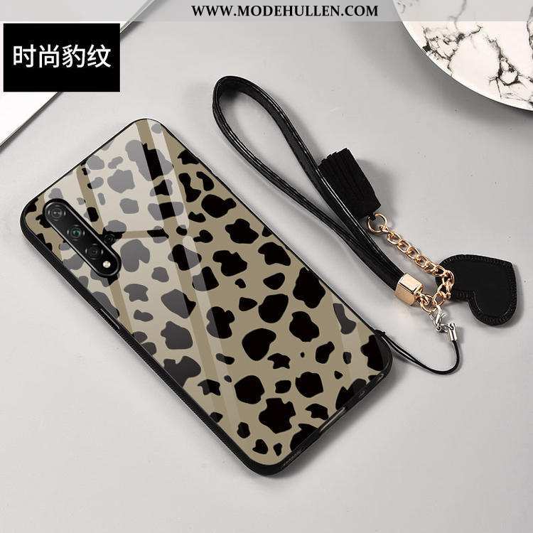 Hülle Huawei Nova 5t Trend Glas Muster Handy Mode Weiß Leopard Weiße