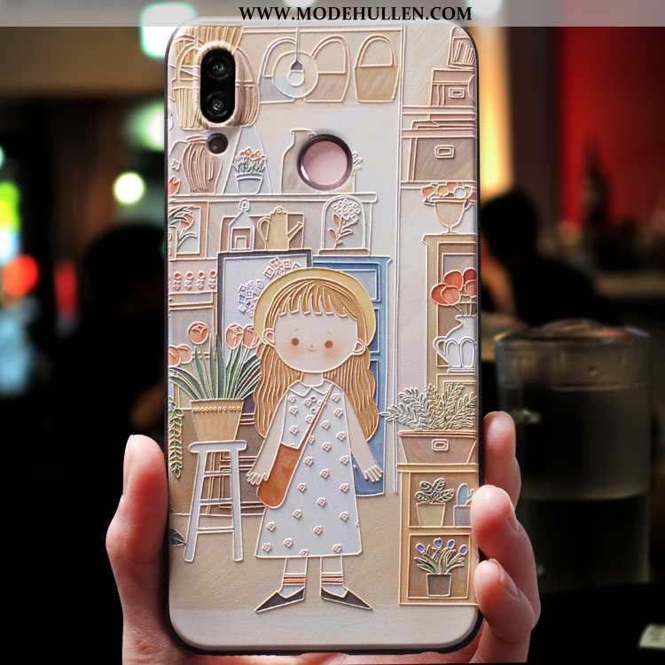 Hülle Huawei P Smart 2020 Karikatur Nette Hängende Verzierungen Handy Weiche Silikon Kreativ Beige