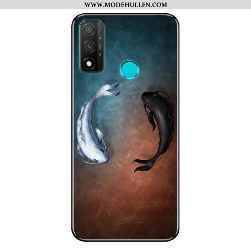 Hülle Huawei P Smart 2020 Nubuck Karikatur Weiche Anti-sturz Blau Case Schutz