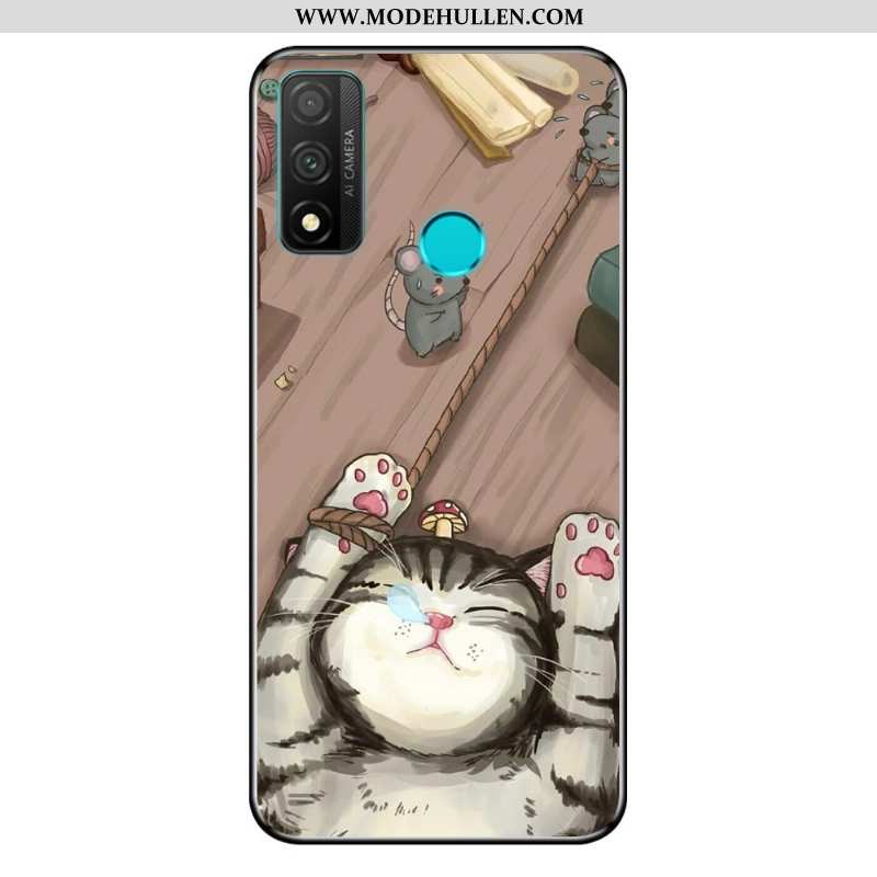 Hülle Huawei P Smart 2020 Nubuck Karikatur Weiche Anti-sturz Blau Case Schutz