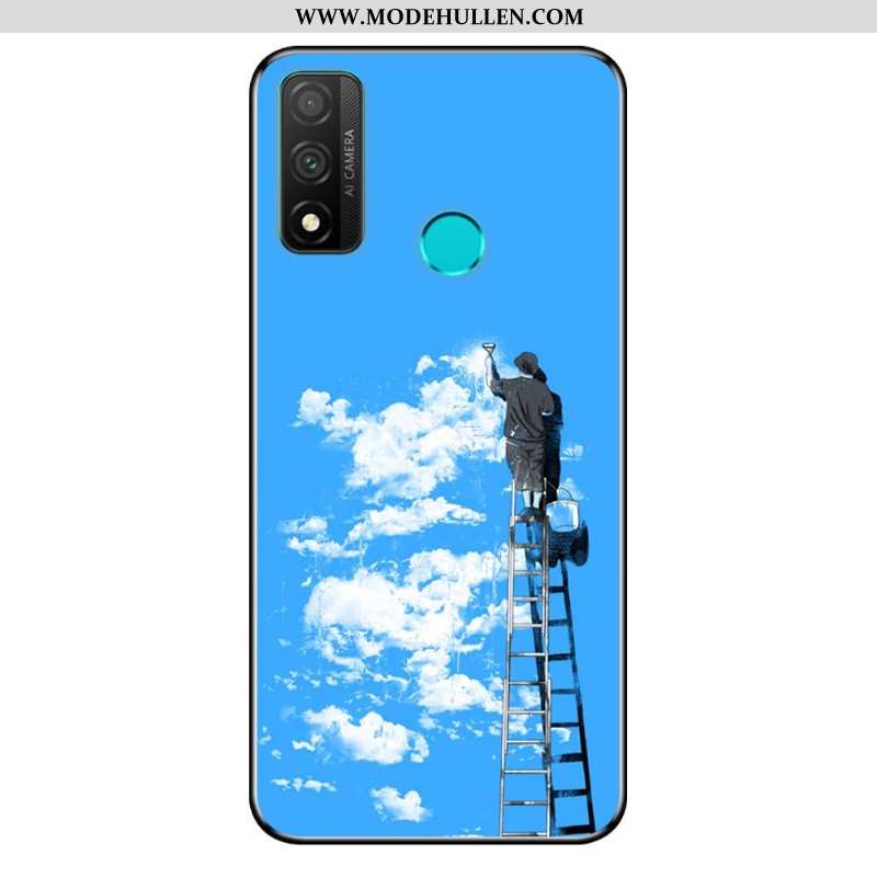 Hülle Huawei P Smart 2020 Nubuck Karikatur Weiche Anti-sturz Blau Case Schutz