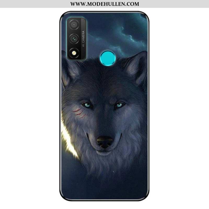 Hülle Huawei P Smart 2020 Nubuck Karikatur Weiche Anti-sturz Blau Case Schutz