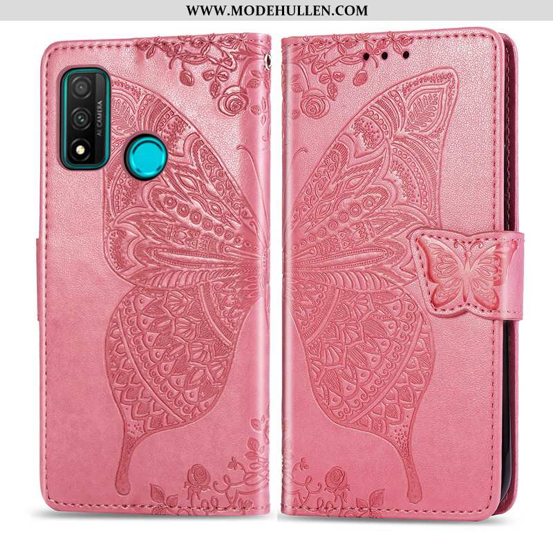 Hülle Huawei P Smart 2020 Schutz Lederhülle Schmetterling Nette Folio Case Rosa