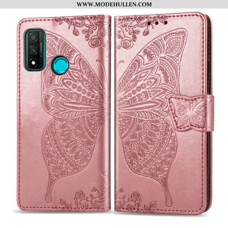 Hülle Huawei P Smart 2020 Schutz Lederhülle Schmetterling Nette Folio Case Rosa