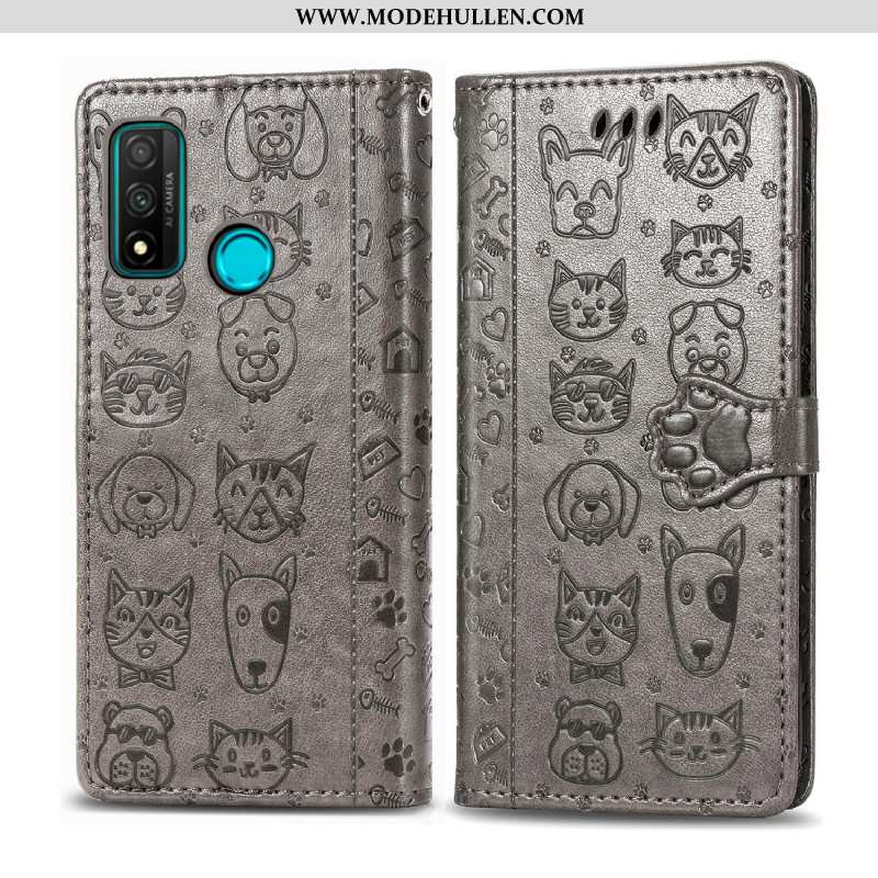 Hülle Huawei P Smart 2020 Schutz Nette Handy Geldbörse Gelb Case Hund Gelbe