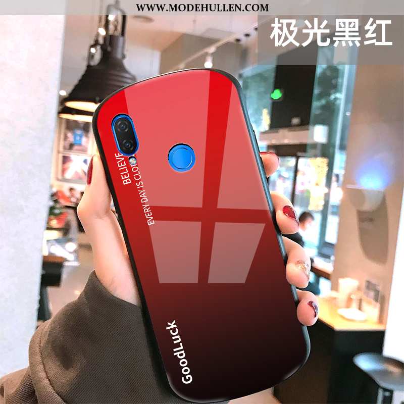 Hülle Huawei P Smart+ Glas Persönlichkeit Alles Inklusive Schutz Rot Farbverlauf Neu Rote
