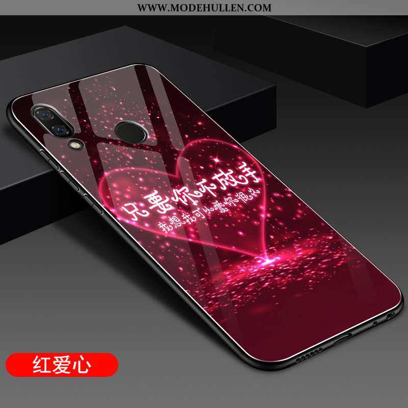 Hülle Huawei P Smart+ Glas Silikon Case Rot Handy Anti-sturz Rote