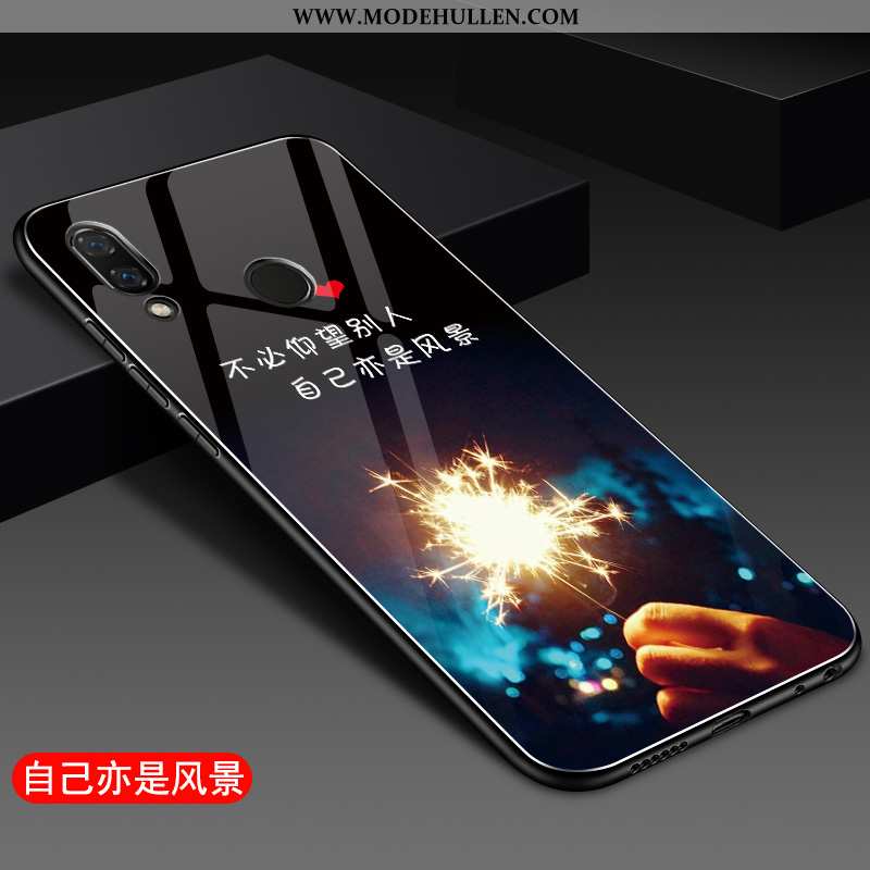 Hülle Huawei P Smart+ Glas Silikon Case Rot Handy Anti-sturz Rote